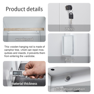 ארון אחסון משרדי מותאם אישית עבור חדר שינה 2 דלתות מתכת ארון מתכת בגודל גדול לבן ארון בגדים מתכתי ארון בגדים - Product Image 5