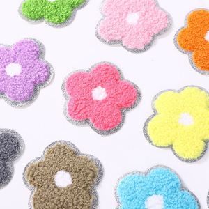 Factory Sell Low MOQ 5.2cm <b>Iron</b> on Sliver Edge Flower Chenille Patch for Garment Cat Patches - Product Image 3