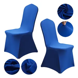 Wholesale Chair Slipcovers Royal Blue Spandex Seat Cover For Wedding Banquet Dining Hotel Folding Events Universal Elastic