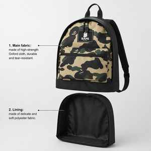 <span class=keywords><strong>Sac</strong></span> à <span class=keywords><strong>dos</strong></span> de voyage décontracté unisexe <span class=keywords><strong>BAPE</strong></span> Camouflage Oxford avec tête d'orang-outan - Product Image 3