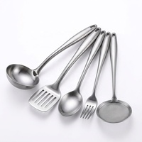 Ensemble d'ustensiles de cuisine en acier inoxydable 304, 6 pièces, kit d'outils de cuisson, spatule, louche, écumoire, cuillère à pâtes, cuillère ajourée