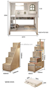 Hot Bán Bằng Gỗ Trẻ Em Giường Tầng Với Tủ Quần Áo Cầu Thang Và Trượt Thang Thiết Kế Mới Dễ Thương Lâu Đài Đường Ray Cao Công Chúa Trẻ Em Giường Đặt - Product Image 6