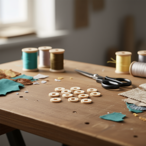 Accessorio circolare in legno Ilan da 18 mm, 12 pezzi, per cucito e artigianato - Product Image 2