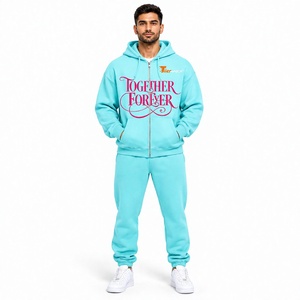 Trendy <b>Men</b> Jogger Zipper Hoodie Tracksuit Cotton Polyester Fleece 500 GSM Heavy <b>Winter</b> Gym <b>Wear</b> Set OEM Private Label Factory - Product Image 1
