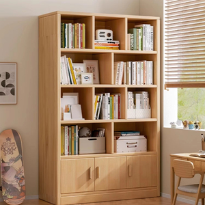 Estantería de madera maciza multicapa para niños, estudiantes, estantería para el hogar para sala de estar, armario de <span class=keywords><strong>pared</strong></span>, estante de almacenamiento para suelo - Product Image 1