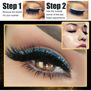 Nouveaux patchs de cils faux double paupière, style européen et américain, scintillants, sans colle, pour eye-liner et fard à paupières, résistants à l'eau - Product Image 3