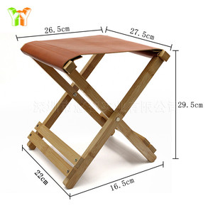En stock: Taburetes de bambú, madera y cuero para acampar al aire libre; taburetes plegables cuadrados para pescar; pequeños taburetes para dibujar. - Product Image 2