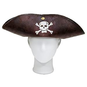 Sombrero Tricorne Pirata Vintage de Piel Sintética con Estampado de Calavera, Personalizable para Viajes y Fiestas, Disfraz Unisex para Adultos para las Cuatro Estaciones - Product Image 1