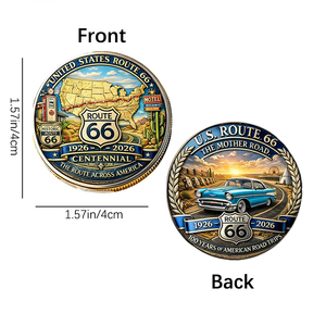 Pièce de monnaie commémorative en métal « 100 ans de la Route 66 » pour collectionneurs – Vente en gros - Product Image 2