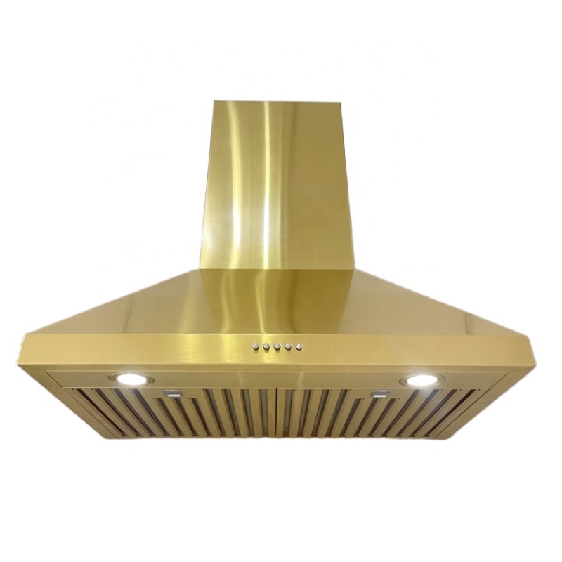 2023 Luxury Smart Kitchen Copper Color Titanium Gold Range Hood Wall Mount