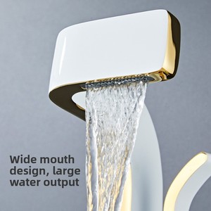 Grifo de lavabo monomando de cascada de lujo ligero para agua fría y caliente, de montaje en cubierta con instalación de un solo orificio - Product Image 4