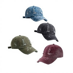 Gorra de Béisbol Unisex de Mezclilla, 6 Paneles, Ajustable, Estilo Vintage Desgastado, Casual, Primavera/Verano, Algodón, Bordado 3D - Product Image 3