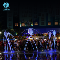 Fontaine sèche extérieure Davis One-Stop Service en acier inoxydable 304 avec lumières LED multicolores, design moderne, garantie de 3 ans pour les parcs