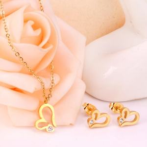 Parures de bijoux en gros en acier inoxydable plaqué or avec pendentifs en zircon - Product Image 5