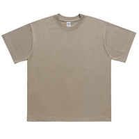 T-shirt col rond pour homme style américain, coupe ample, coton lourd, design uni, pour les loisirs, 100% coton, poids lourd