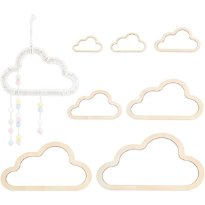 7 tailles, cadre en bois en forme de nuage, cadre en macramé en bois, anneaux en bois, cadre <span class=keywords><strong>d</strong></span>'art en macramé, tissage en macramé pour la fabrication artisanale de bricolage à la maison - Product Image 1