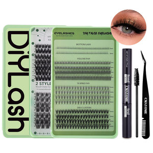 Kit d'extension de cils DIY, cils en bouquets, <span class=keywords><strong>2</strong></span> styles, <span class=keywords><strong>volume</strong></span> naturel, courbure D, cils russes, longueurs mixtes 5-16 mm, faux cils - Product Image 4
