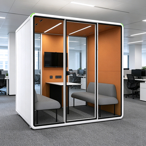 Cabine de bureau insonorisée mobile pour 4 personnes, pod de réunion acoustique pour l'intimité, isolation phonique pour espaces ouverts, salle silencieuse, pod de discussion - Product Image 2