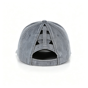 Gorra de béisbol deportiva de algodón lavado con orificio para cola de caballo y moño alto, ajustable, vintage, desgastada, unisex, al por mayor - Product Image 2