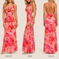 Robe midi décontractée pour femme, imprimé floral, en maille, sans manches, coupe trapèze, taille haute, pour l'été, la plage et les fêtes, lavable, vente en gros OEM