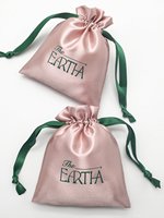 Sac à cordon en satin personnalisé avec logo pour extensions, pochette à cordon en soie, sac de rangement pour bijoux, sac cadeau avec logo imprimé personnalisé