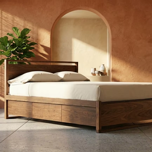 Cadre de lit plateforme Alpen Teak Queen/King avec rangement intégré, bois massif durable et écologique pour un mobilier de chambre moderne - Product Image 3