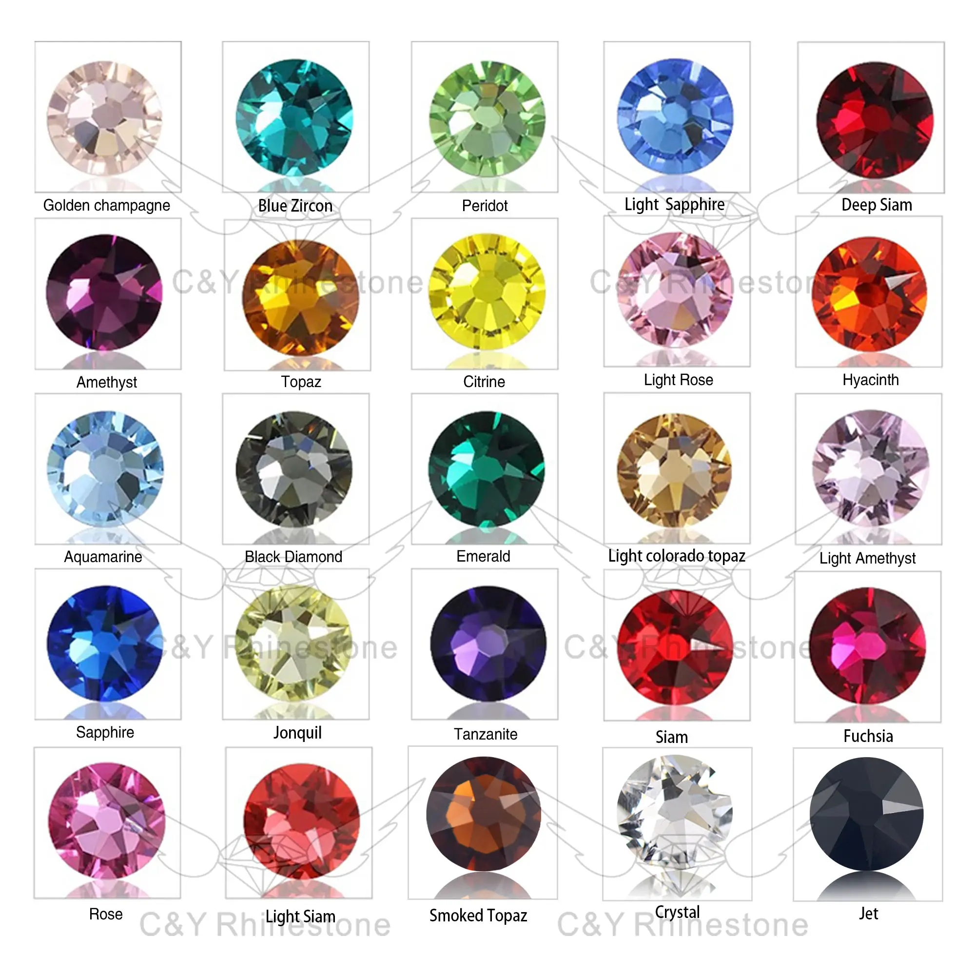 CY Non Hot Fix 16 facets Luxury Crystal Piedras De Cristal Strass Rhinestone Transparent Glass Rhinestones