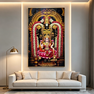 Wholesale Custom <b>Framed</b> Wall Art Lord Venkateswara Lakshmi Hindu Goddess Print Puja LED Crystal Porcelain <b>painting</b> Home Decor - Product Image 3