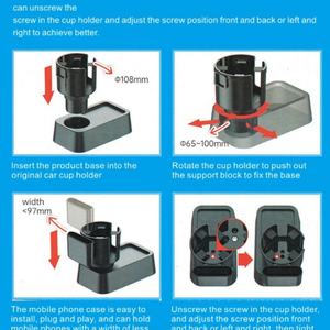 Support de téléphone rotatif multifonction 2 en 1 avec logo personnalisé, support de tasse à eau pour voiture, extenseur de boissons pour voiture - Product Image 4