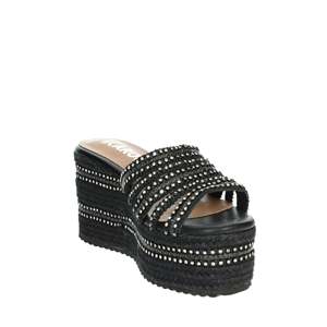Ikaros Women's Wedge Slides Black P2540 Platform <b>Sandals</b> With Rhinestones - Product Image 5