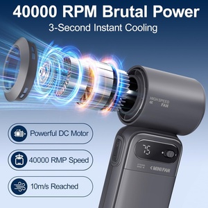 Ventilateur portable mini pliable 2025 à haute vitesse, rechargeable 5V, en plastique, avec affichage numérique, pour refroidissement d'air, emballage couleur, électrique - Product Image 2