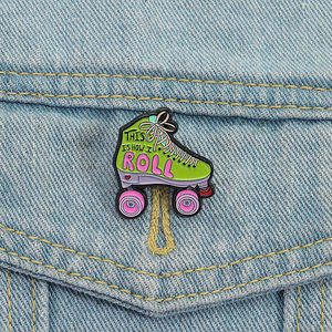 So rolle ich Emaille Pin süße Rollschuhe mit Bogen Brosche Revers Abzeichen Schmuck Geschenk für Skater - Product Image 1