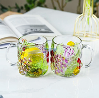 Verre à eau décoratif moderne en verre transparent, motif fruits, simple paroi, pour l'hydratation quotidienne, le café, le jus, la réunion familiale, vaisselle de table