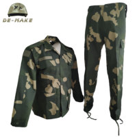 Ensemble chemise et pantalon tactique de chasse unisexe De-Make, coupe BDU, camouflage Woodland, tissu Ripstop polyester/coton