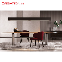 Ensemble de table à manger de luxe pour hôtel et restaurant, table ronde en marbre et bois extensible, ensemble de table à manger ovale pour 8 à 6 personnes