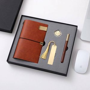 Custom Logo Office Supplies Gift Stationery Business Ledger With USB Drive Pen Leather Brass Notebook A5 <b>Journal</b> Gift Set - Product Image 5