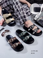 Sandales décontractées pour hommes, plateforme épaisse, style vintage, double boucle métallique, respirantes, en similicuir PU, antidérapantes, pour intérieur et extérieur