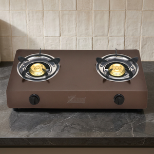 Table de cuisson à gaz 2 brûleurs marron, cuisinière à gaz de table, appareil de cuisson manuel pour la cuisine - Product Image 2