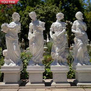 等身大の自然な白い大理石の彫像四季の彫像大理石の女性の彫刻ベース付き - Product Image 6