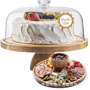 Wooden fruit and cake tasting <b>tray</b> with lid, transparent cover, bread and dessert display stand, tall cake <b>tray</b> - Product Image 5