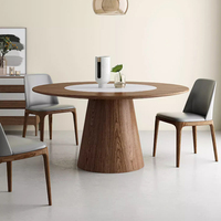 Moderner Massivholz eingelegter Esstisch mit Plattenspieler Minimalisti scher Haushalt Eschenholz Großer runder Esstisch PJ2425