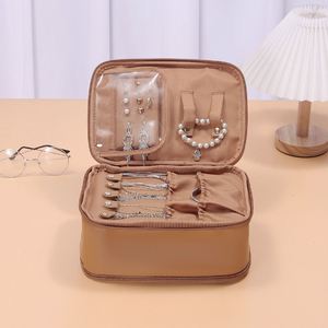 Hot Selling Style Pu Leather <b>Large</b> Capacity <b>Makeup</b> <b>Bag</b> Multifunctional Jewelry Storage 2-Layer Detachable Wholesale - Product Image 6