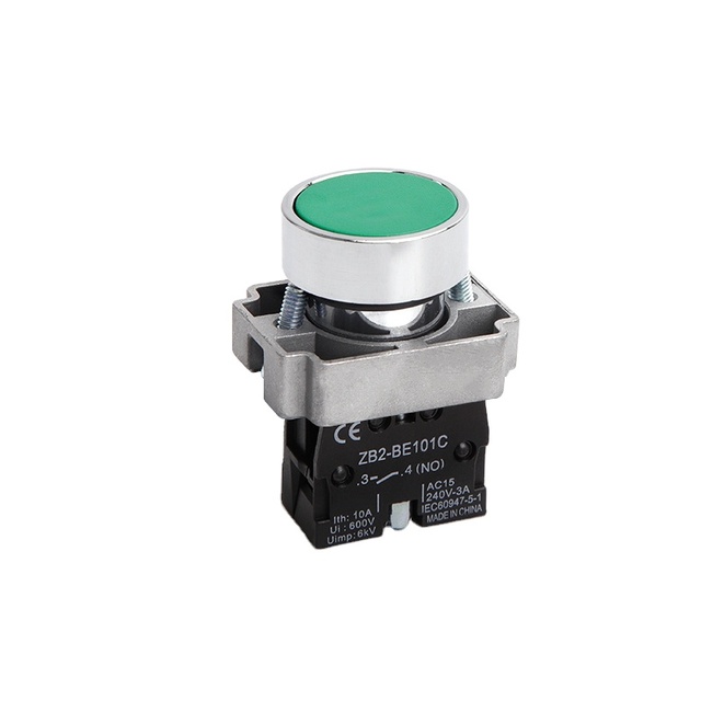 Best Type Green Flat Head 1NO Normally Open BA31 No Led Work Button Metal Button Switch