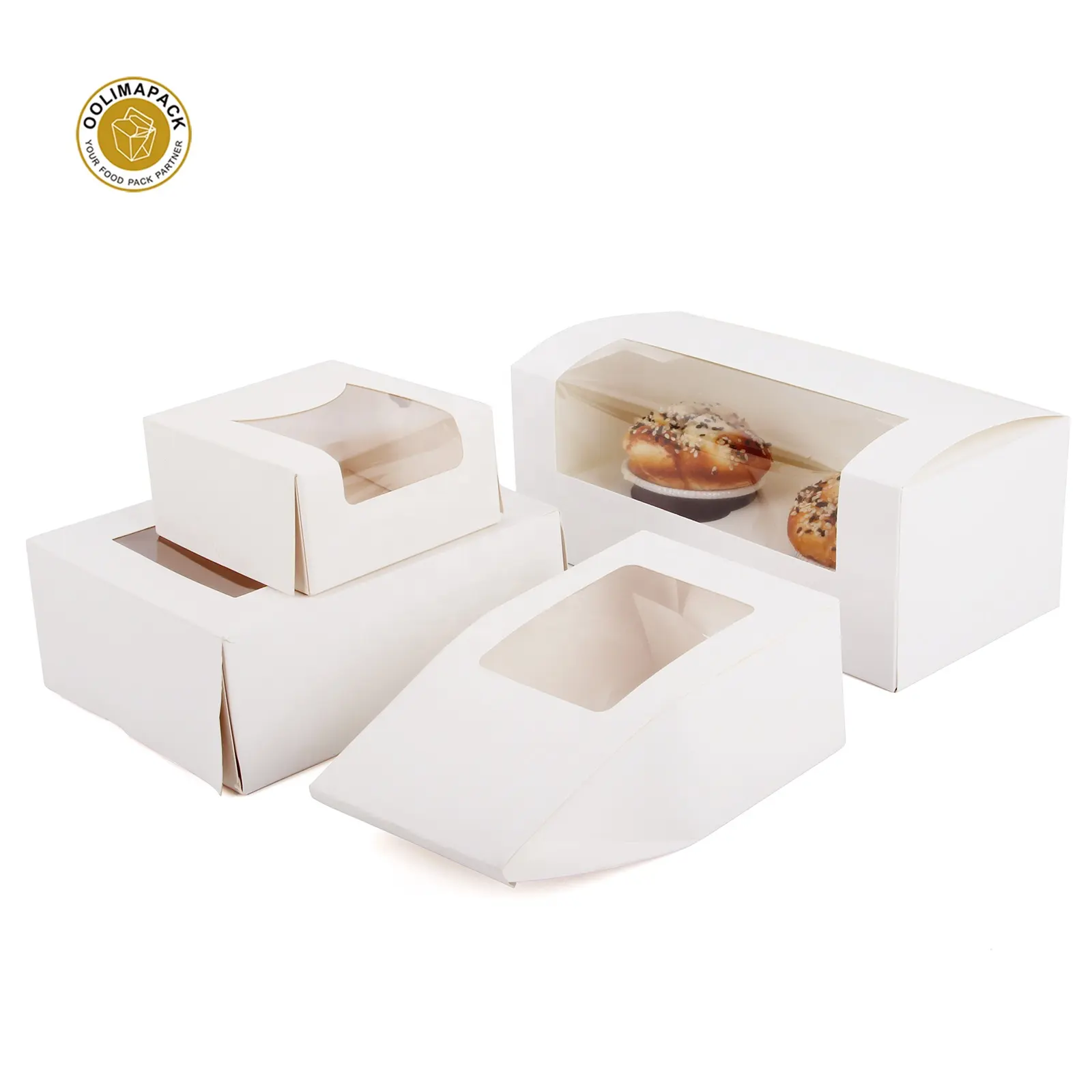 Caixa de papel personalizada impressa, mini assados branco de 12 /6 buracos, caixa de cupcake de padaria com inserções