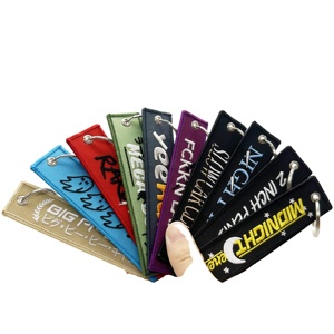 Llavero de Tela Bordado Personalizado de Doble Cara con Etiqueta Personalizada de Alta Calidad X926, con Texto o Logotipo - Product Image 1