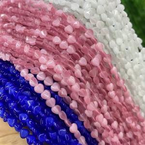 Al por mayor Cuentas de Corazón Ojo de Gato Brillantes de 4-12mm, Corazón de Doble Puff en Colores Gema Azul Claro, Verde, Rosa, Amarillo - Product Image 5