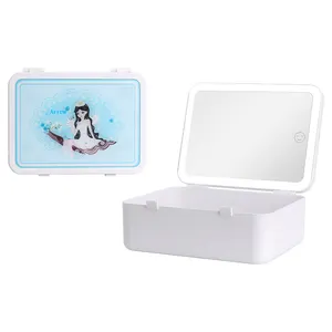 Specchio cosmetico da viaggio portatile leggero a Led con scatola Organizer per gioielli
