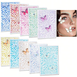 Pegatinas de Tatuajes de Joyas Faciales con Diamantes de Imitación para Mujeres, Fiesta de Disfraces, Festival de Música, Actuación en Escenario, Herramienta de Maquillaje - Product Image 1
