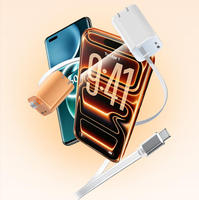 Pengisi Daya Dinding Tipe C GaN Adaptor Pengisian Cepat 25W PD 3.0 QC 3.0 Kabel Dapat Ditarik Colokan Lipat Pengisian Cepat untuk Ponsel Tablet
