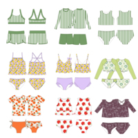 Maillot de bain pour filles en nylon et élasthanne, bikini pour enfants, tissu personnalisé, anti-UV, séchage rapide, motif fruité, respectueux de l'environnement AD
